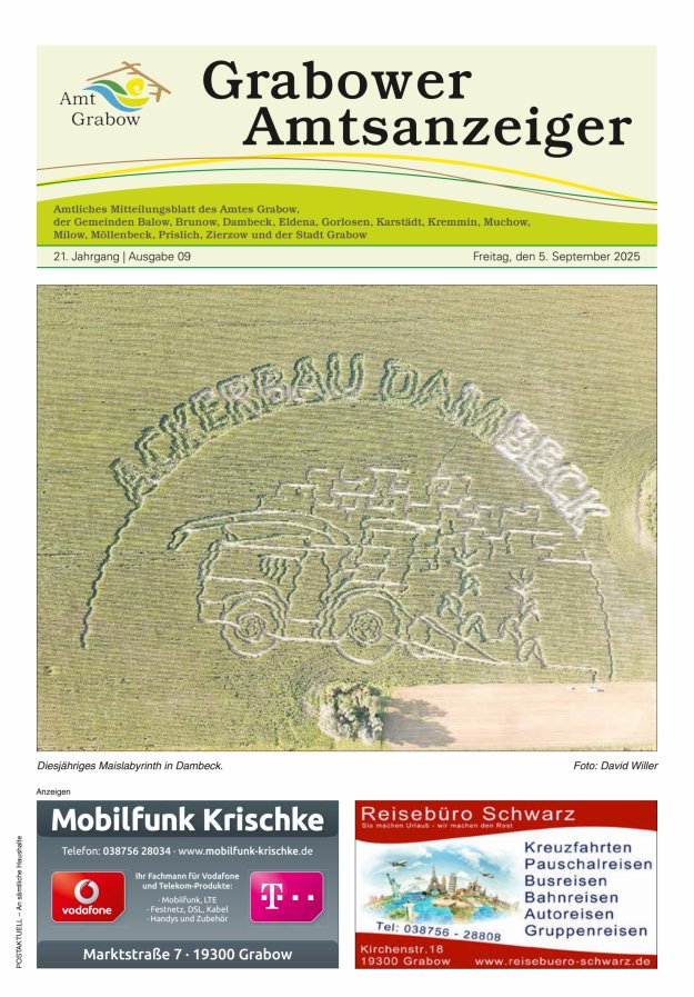 Grabower Amtsanzeiger Titelblatt 09/2025