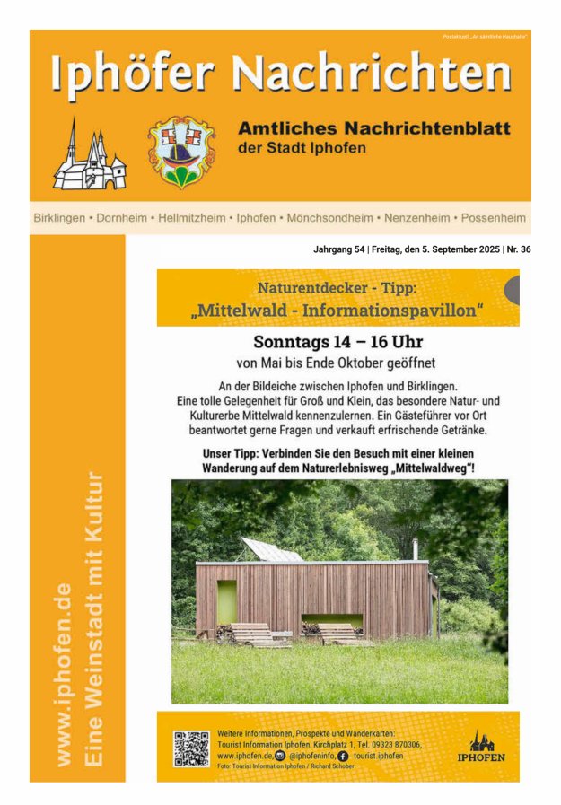 Iphöfer Nachrichten Titelblatt 36/2025