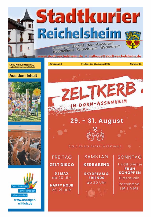 Stadtkurier Reichelsheim Titelblatt 35/2025