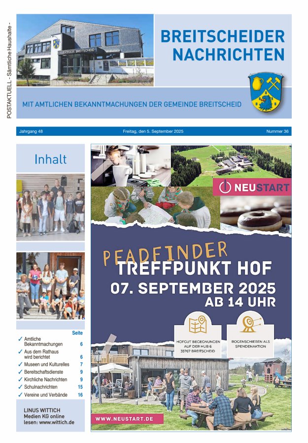 Breitscheider Nachrichten Titelblatt 36/2025