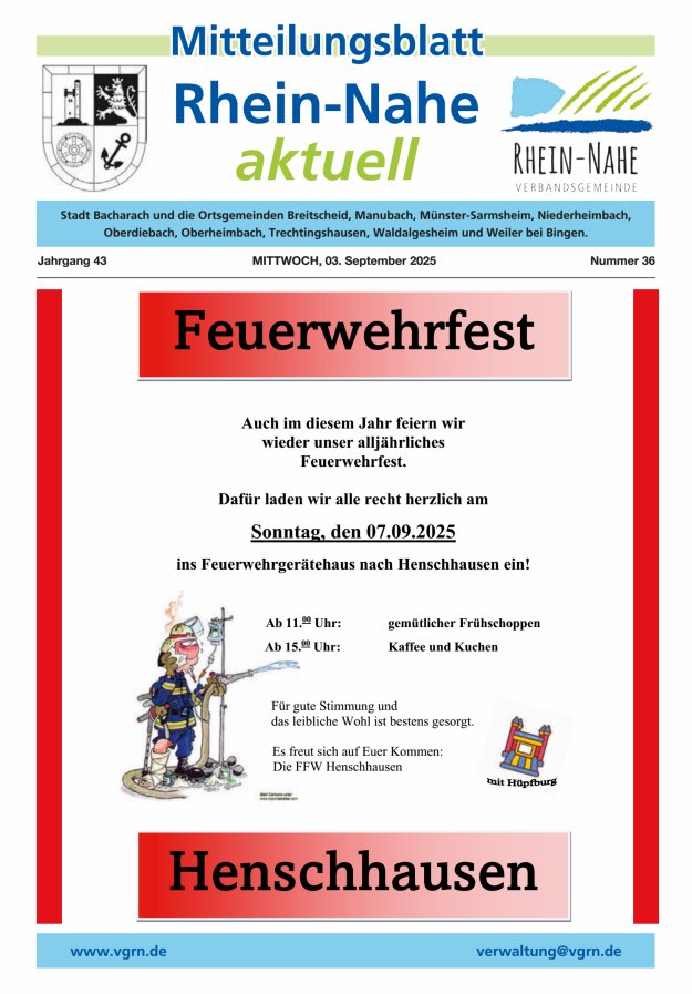 Rhein-Nahe aktuell Titelblatt 36/2025