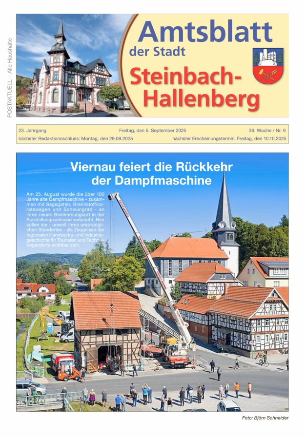 Amtsblatt der Stadt Steinbach-Hallenberg Titelblatt 09/2025