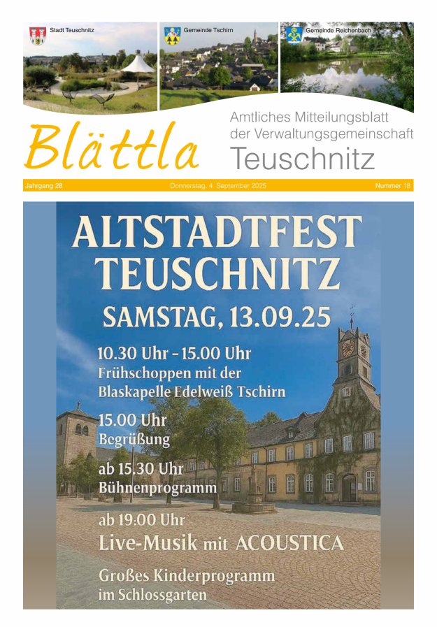 VG-Nachrichten Teuschnitz Titelblatt 18/2025