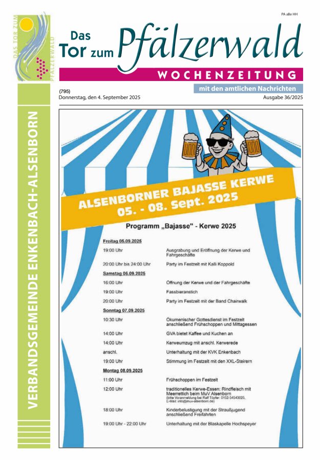 Das Tor zum Pfälzer Wald - VG Enkenbach-Alsenborn Titelblatt 36/2025