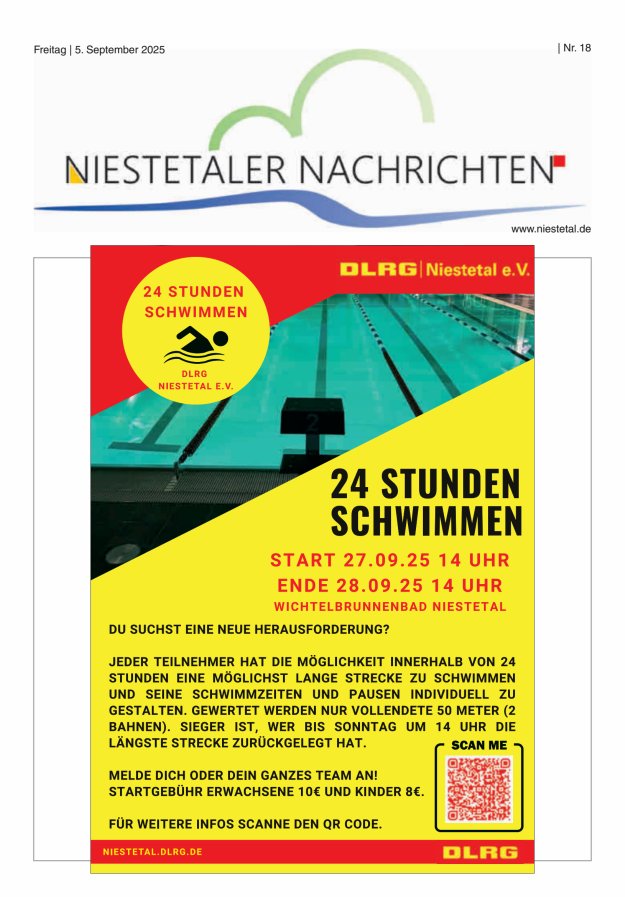 Niestetaler Nachrichten Titelblatt 18/2025