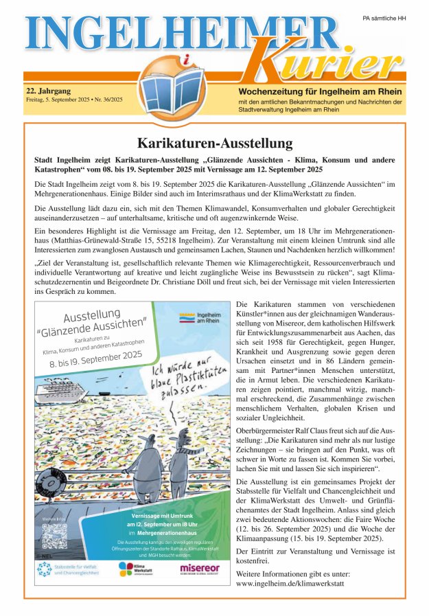 Ingelheimer Kurier Titelblatt 36/2025
