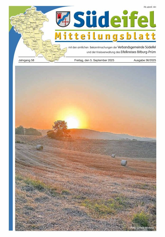Mitteilungsblatt Südeifel Titelblatt 36/2025