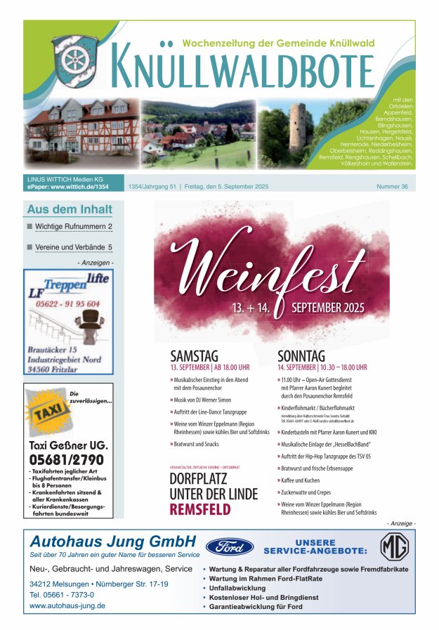 Knüllwaldbote Titelblatt 36/2025