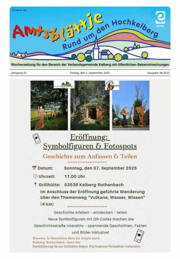 Amtsblättje - Rund um den Hochkelberg Titelblatt 36/2025