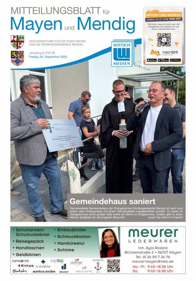 Mitteilungsblatt für Mayen und Mendig Titelblatt 36/2025