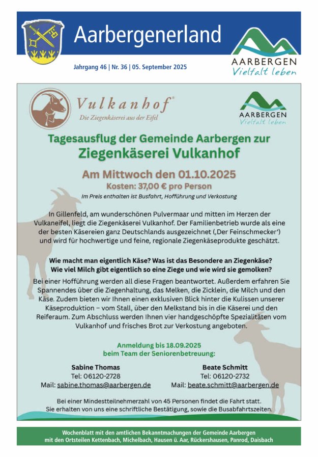 Aarbergenerland - Wochenblatt mit den amtlichen Bekanntmachungen Titelblatt 36/2025
