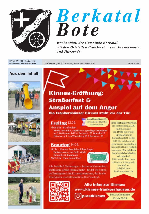 Berkatal Bote Titelblatt 36/2025