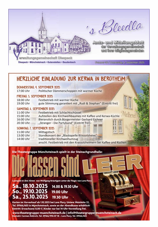 Amts- und Mitteilungsblatt VGem Diespeck Titelblatt 36/2025