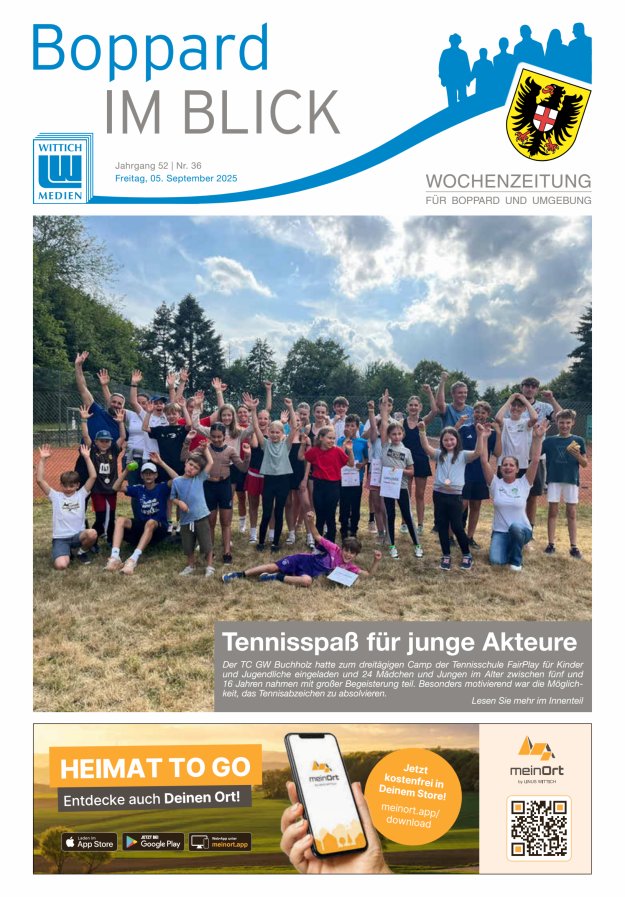 Boppard im Blick - Heimatzeitung für die Stadt Boppard Titelblatt 36/2025