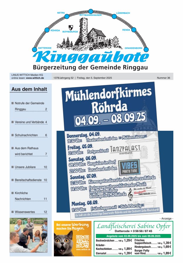 Ringgaubote Titelblatt 36/2025