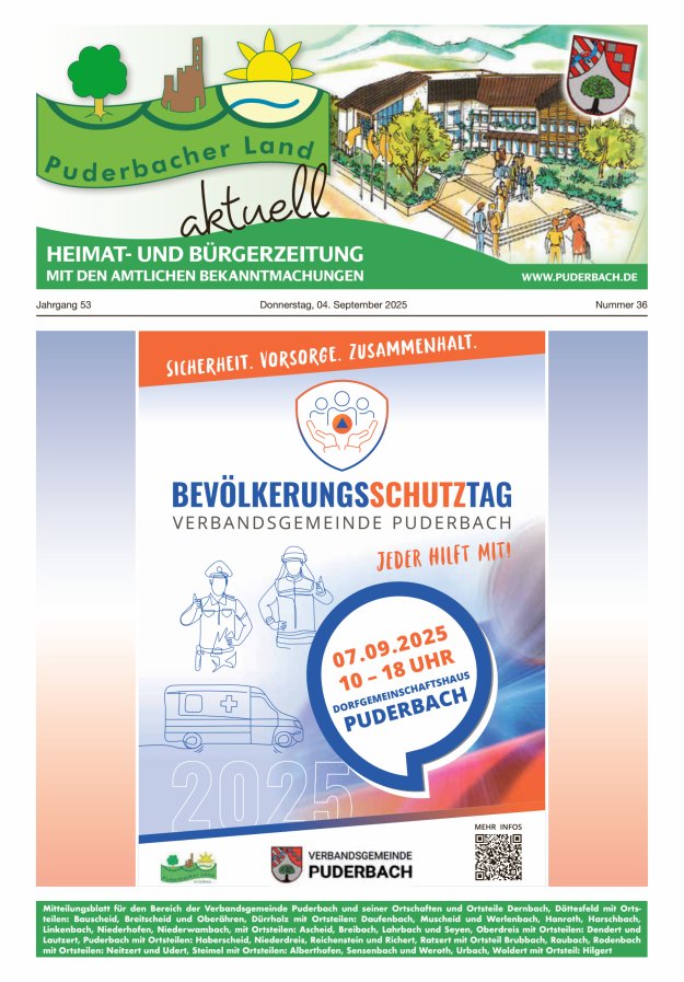 Puderbacher Land aktuell Titelblatt 36/2025