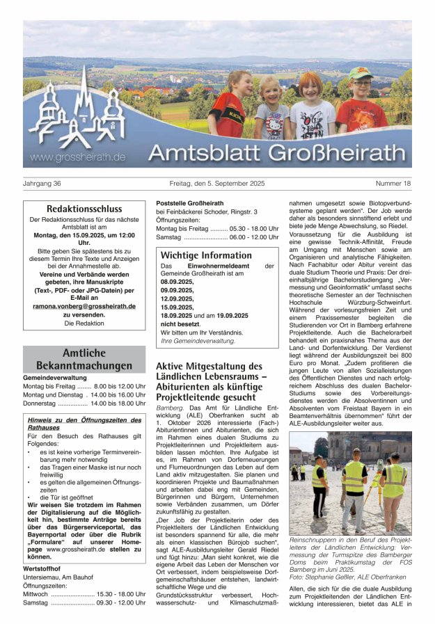 Amtsblatt Großheirath Titelblatt 18/2025