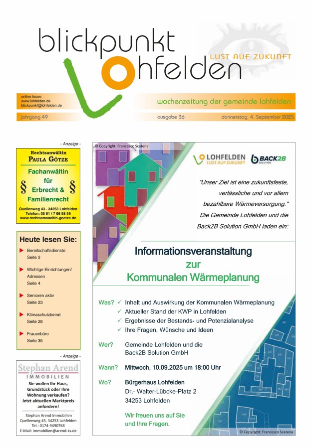 Blickpunkt Lohfelden Titelblatt 36/2025