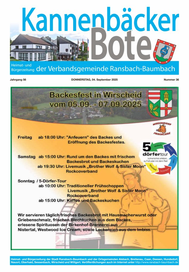 Kannenbäcker-Bote der Verbandsgemeinde Ransbach-Baumbach Titelblatt 36/2025