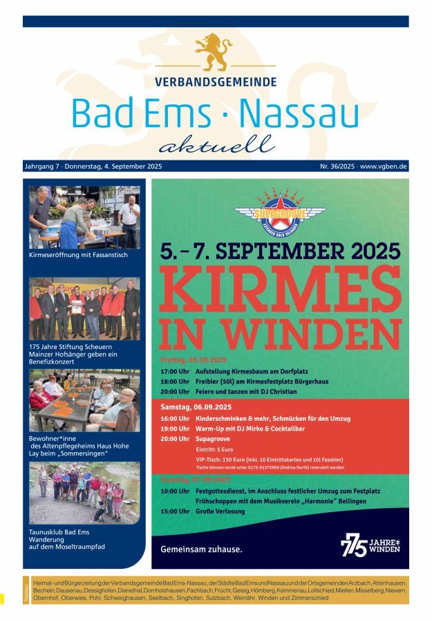 Bad Ems-Nassau aktuell Ausgabe Nassau Titelblatt 36/2025