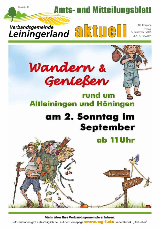 VG Leiningerland aktuell Titelblatt 36/2025