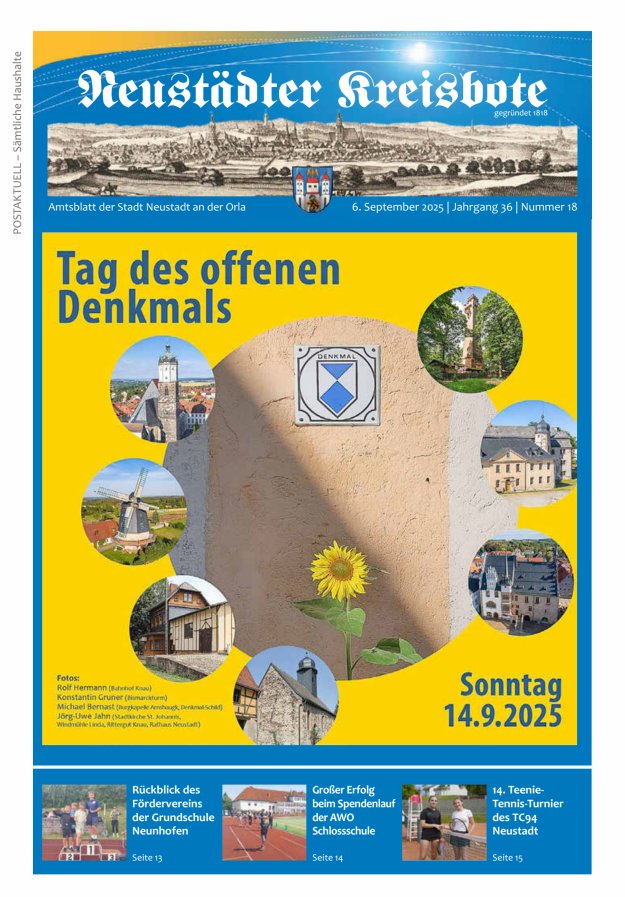 Neustädter Kreisbote Titelblatt 18/2025