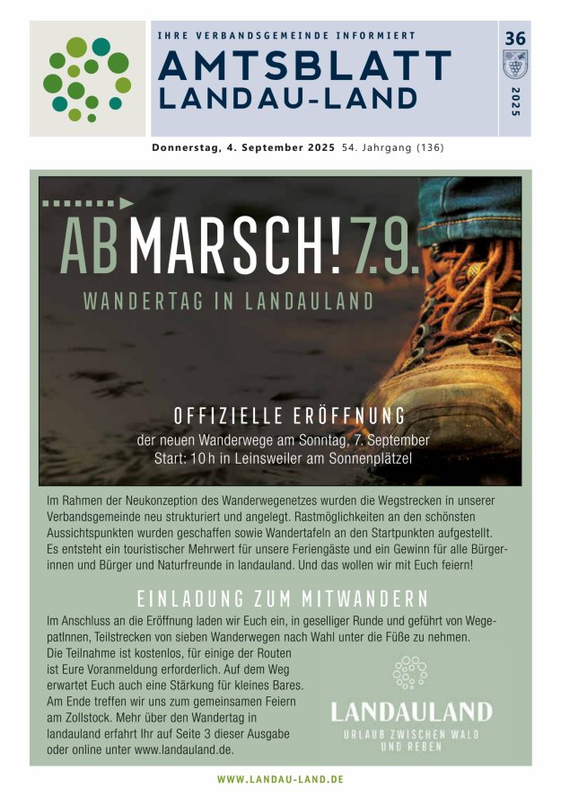 Amtsblatt VG Landau-Land Titelblatt 36/2025