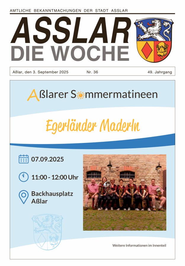 Asslar - Die Woche Titelblatt 36/2025