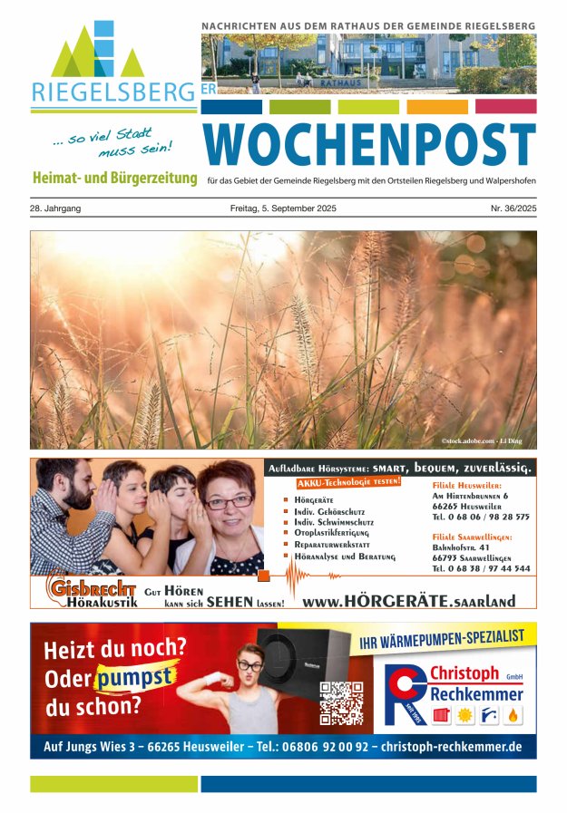 Riegelsberger Wochenpost Titelblatt 36/2025