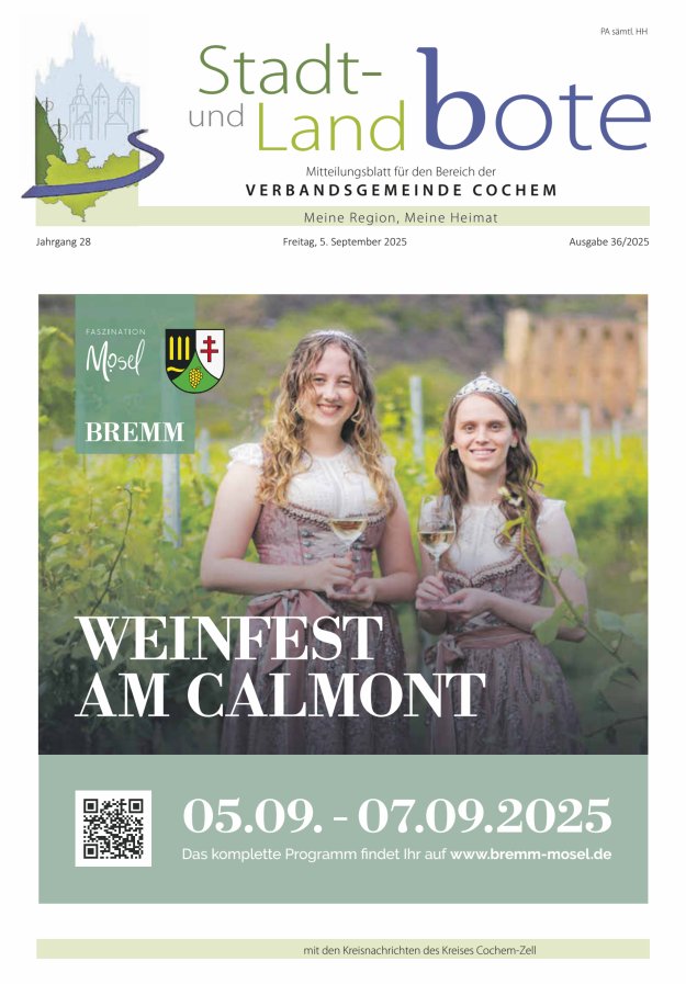 Stadt- und Landbote VG Cochem Titelblatt 36/2025