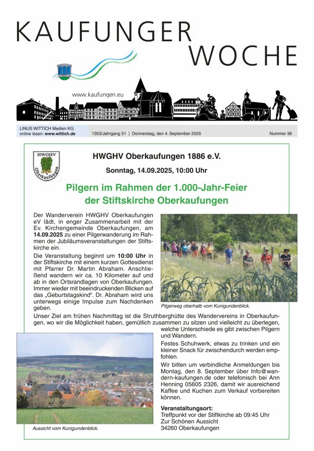 Kaufunger Woche Titelblatt 36/2025