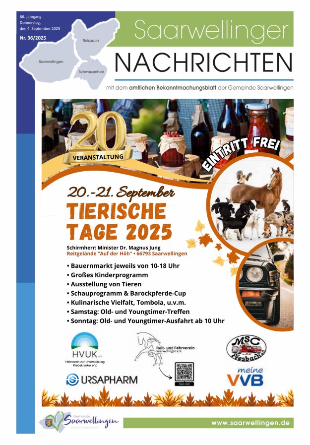 Saarwellinger Nachrichten Titelblatt 36/2025