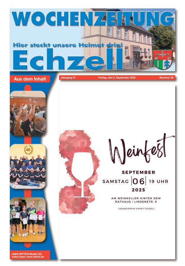 Wochenzeitung für die Gemeinde Echzell Titelblatt 36/2025