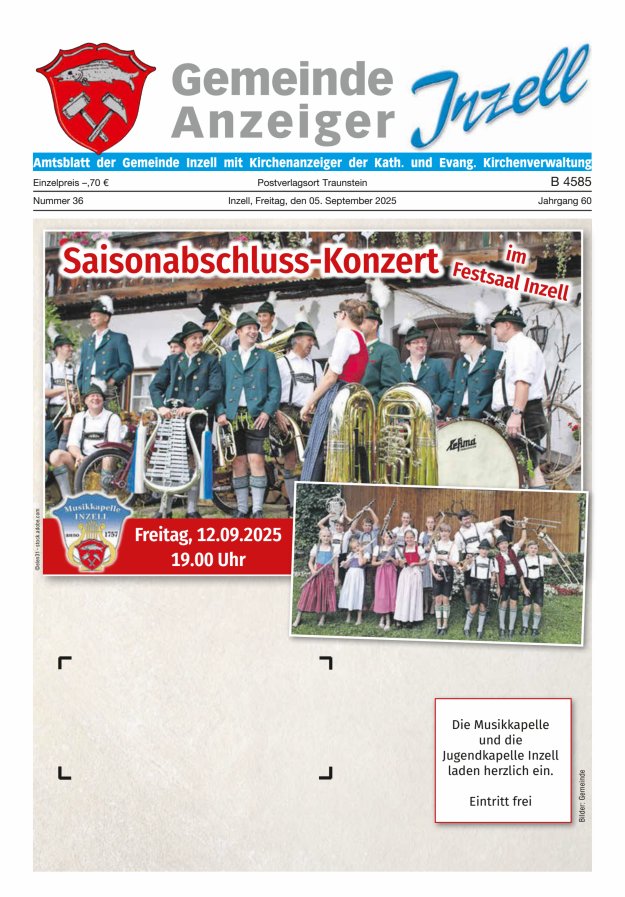 Gemeindeanzeiger Inzell Titelblatt 36/2025
