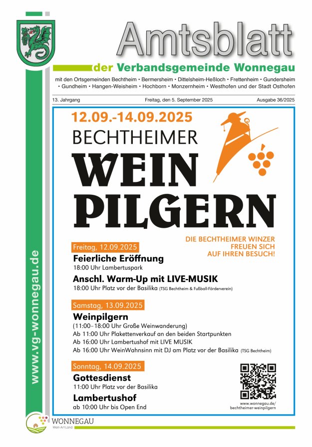 Amtsblatt VG Wonnegau Titelblatt 36/2025