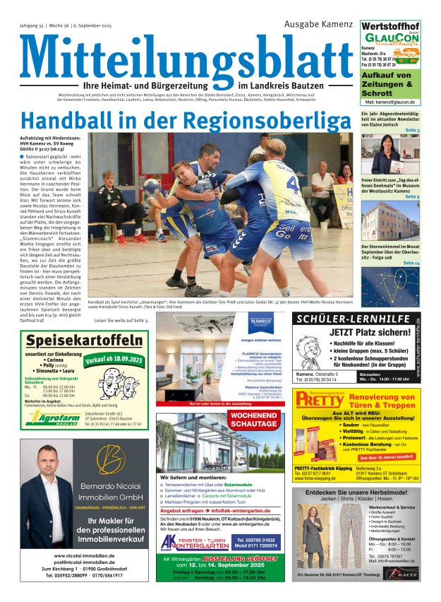 Mitteilungsblatt LK Bautzen Ausgabe Kamenz Titelblatt 35/2025