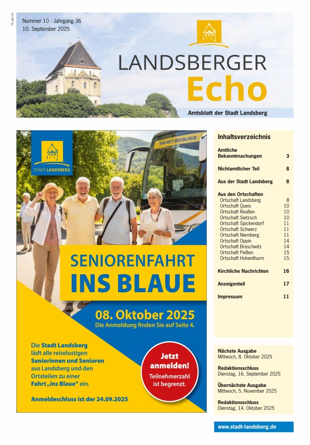 Landsberger Echo – Amtsblatt der Stadt Landsberg Titelblatt 10/2025