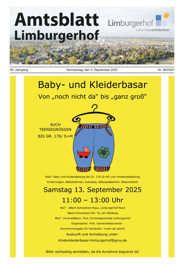 Amtsblatt Limburgerhof Titelblatt 36/2025