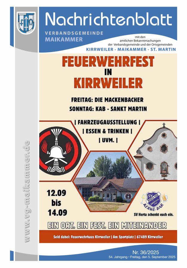 Nachrichtenblatt VG Maikammer Titelblatt 36/2025