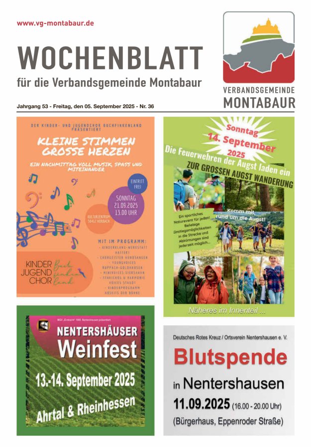 Wochenblatt der Verbandsgemeinde Montabaur Titelblatt 36/2025