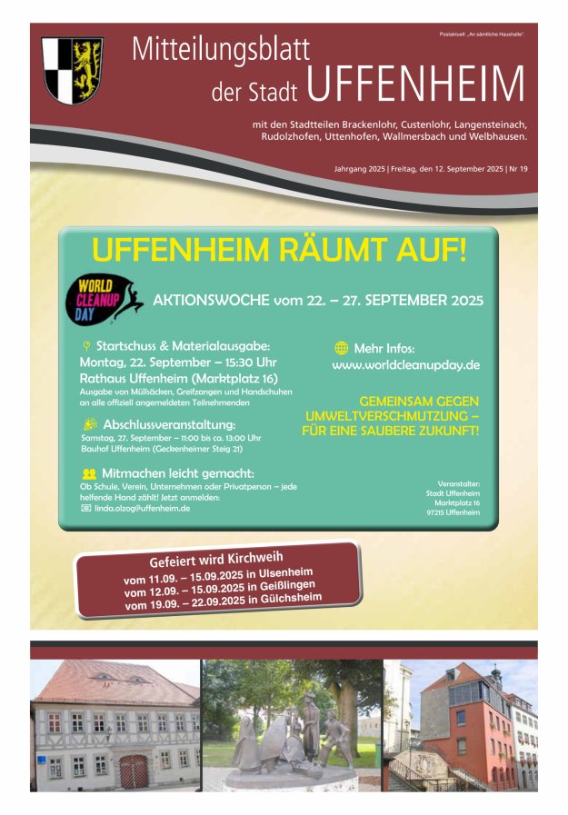 Mitteilungsblatt der Stadt Uffenheim Titelblatt 19/2025