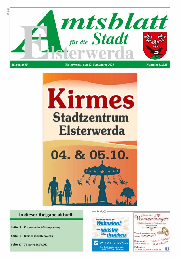 Amtsblatt für die Stadt Elsterwerda Titelblatt 09/2025