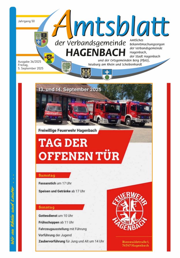 Amtsblatt der VG Hagenbach Titelblatt 36/2025