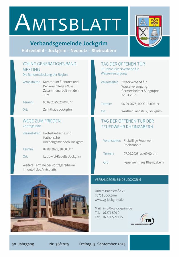 Amtsblatt VG Jockgrim Titelblatt 36/2025