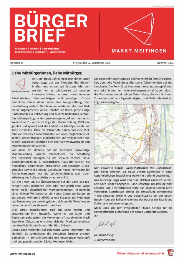 Meitinger Bürgerbrief Titelblatt 1025/2025