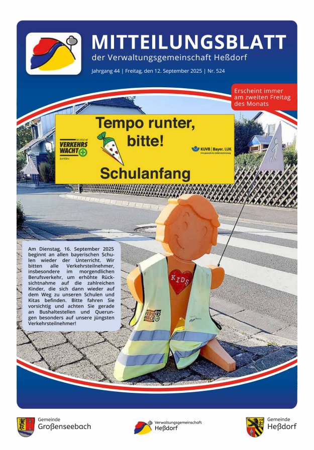 Mitteilungsblatt der Verwaltungsgemeinschaft Heßdorf Titelblatt 524/2025