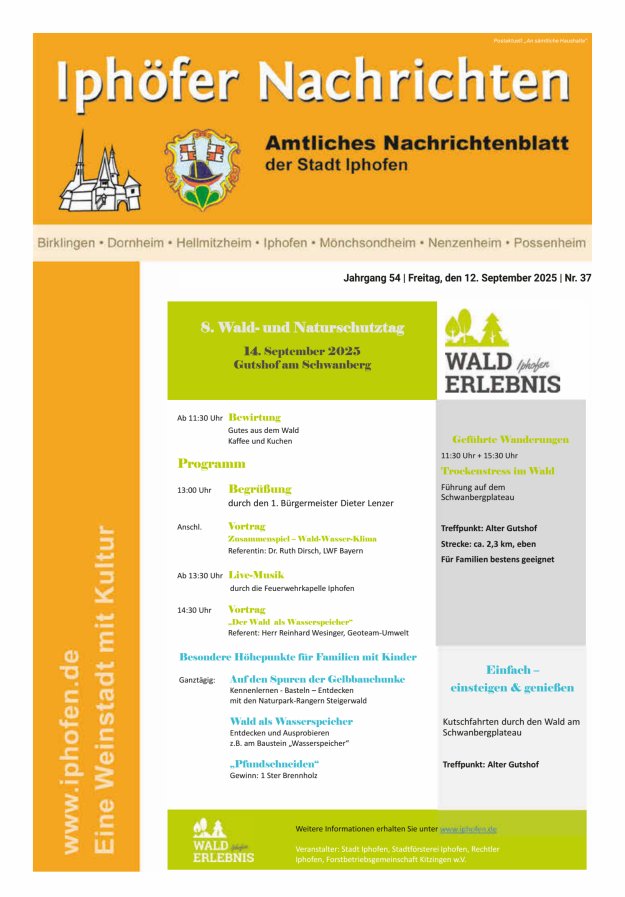 Iphöfer Nachrichten Titelblatt 37/2025