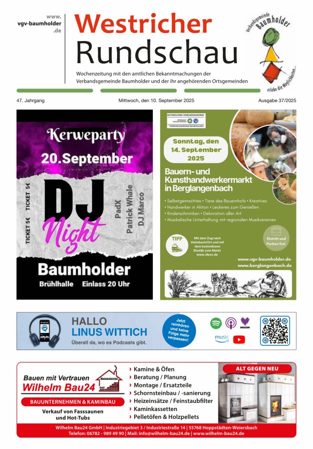 Westricher Rundschau VG Baumholder Titelblatt 37/2025