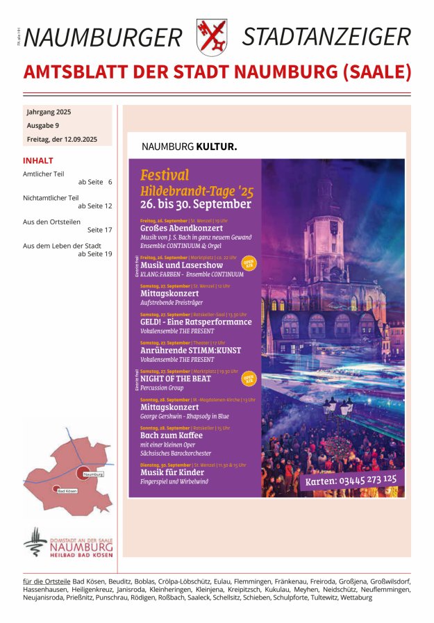 Amtsblatt der Stadt Naumburg (Saale) Titelblatt 09/2025