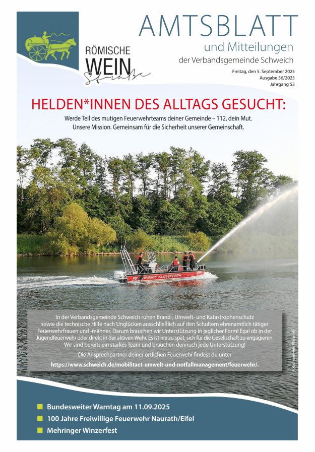 Amtsblatt VG Schweich Titelblatt 36/2025